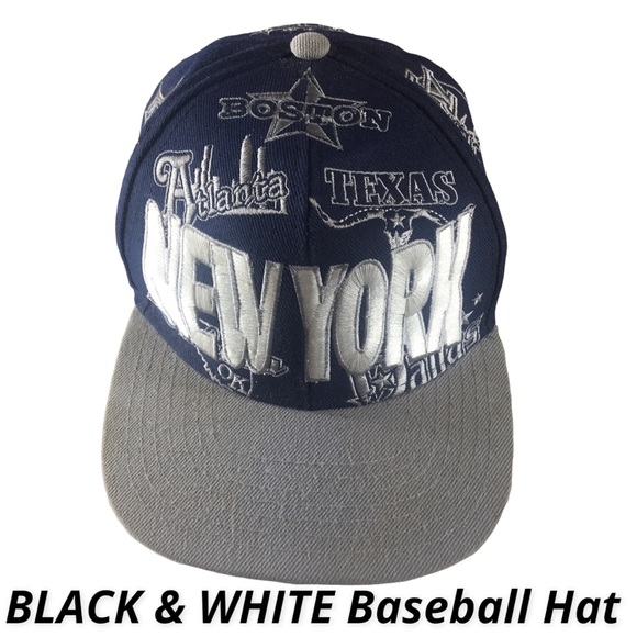 Black & White Colorblock New York Snap back baseball Hat - Picture 1 of 8